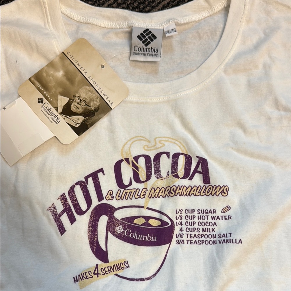Columbia White Graphic Tee Womens XL 2/$25 FINAL WEEK FOR THIS ITEM